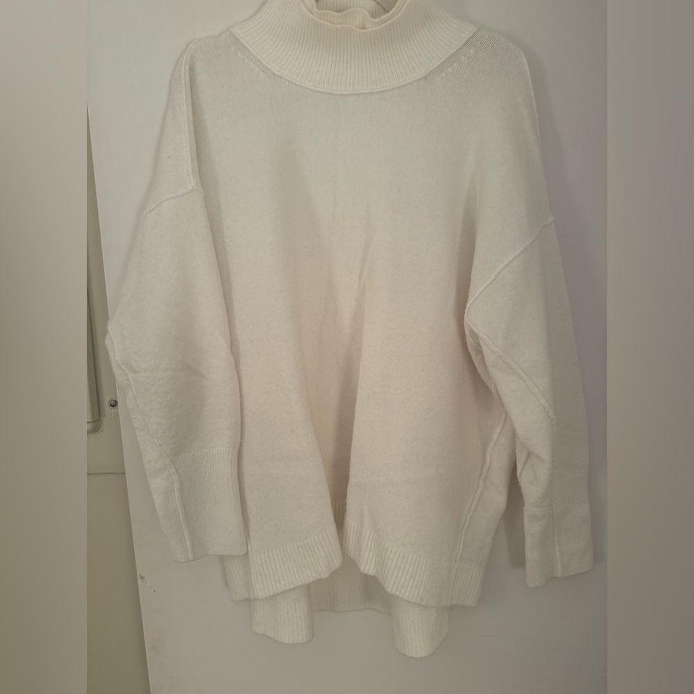 Free People Oversized Cowl Neck Sweater in White